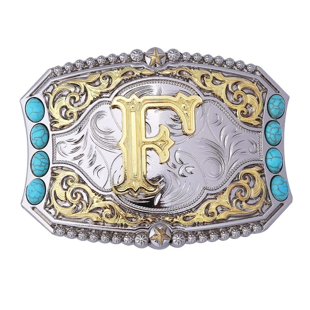 6212 Western Belt Buckle Cowboy Rodeo Initial Letters ABCDEFG to Z